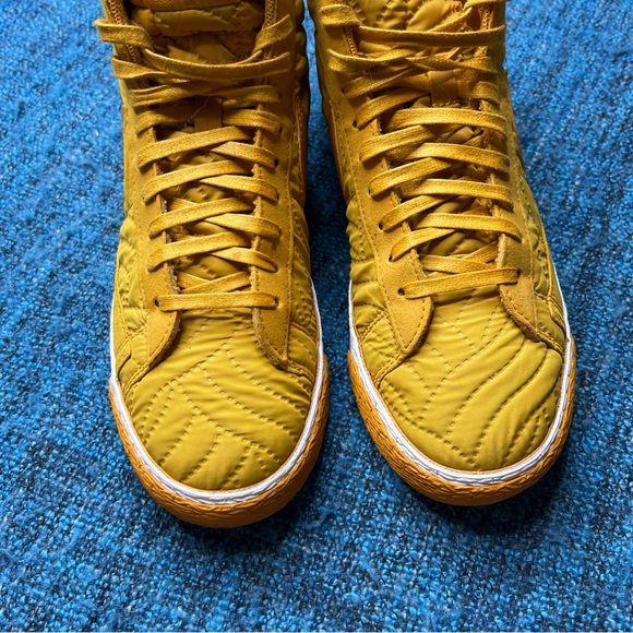 Nike Blazer Mid Quilted Sneakers in Mustard Yellow White - Picture 3 of 9